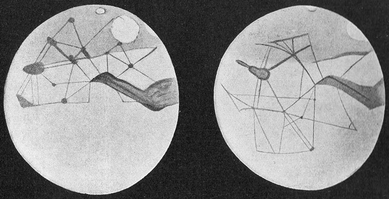 Percival Lowell's sketches of the Martian canals.